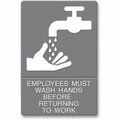 Headline Signs Sign, ADA, inWash Handsin, Adhesive, 6inx9in, White/Gray HDS4726